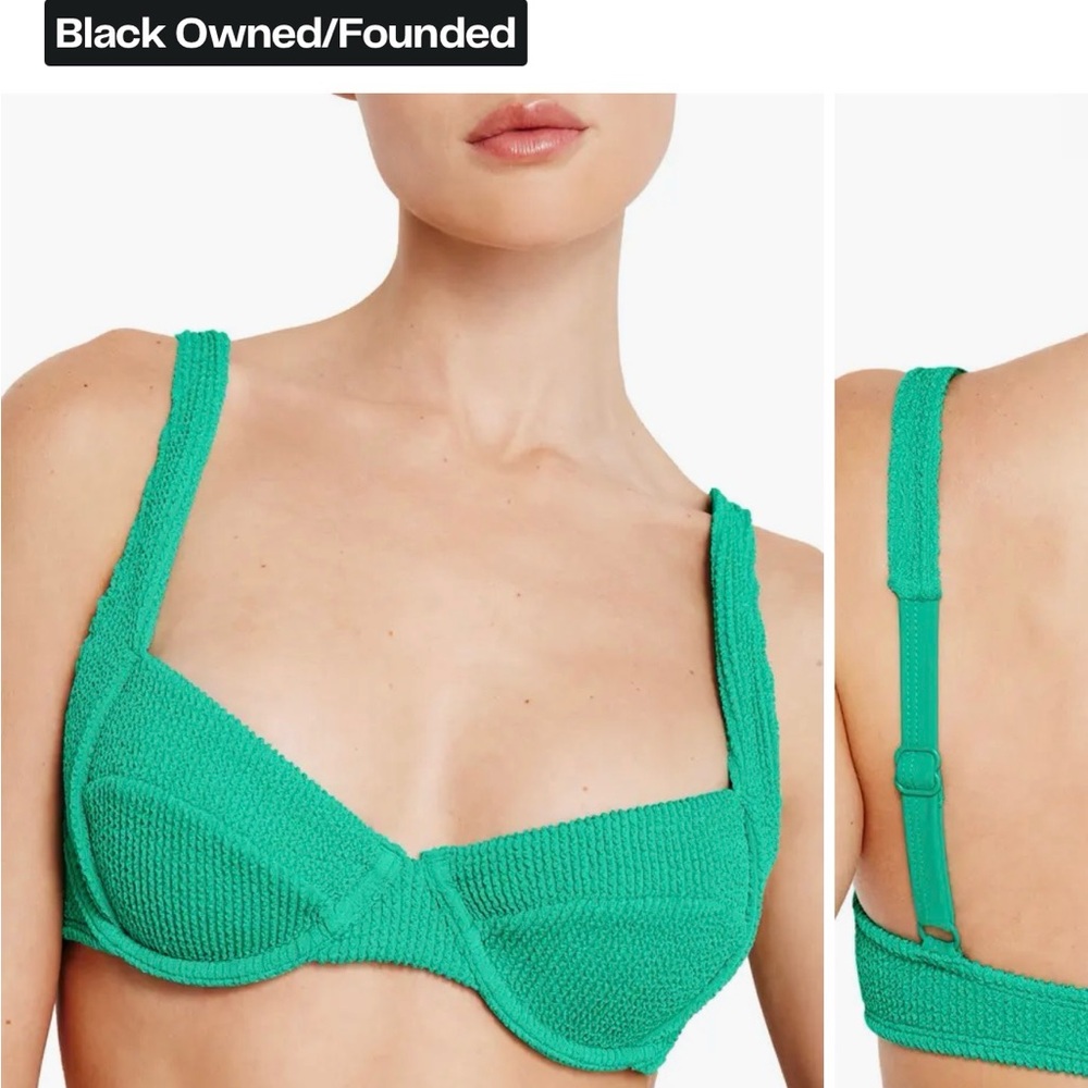 Good American size medium bikini swim top new in bag Jade NWT